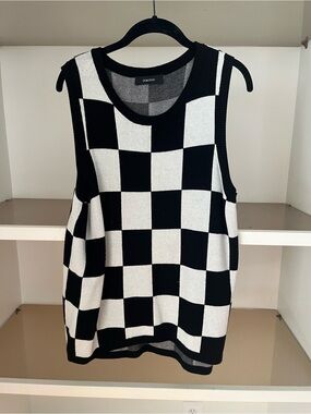 Checkerboard Knit Tank - Black & White
